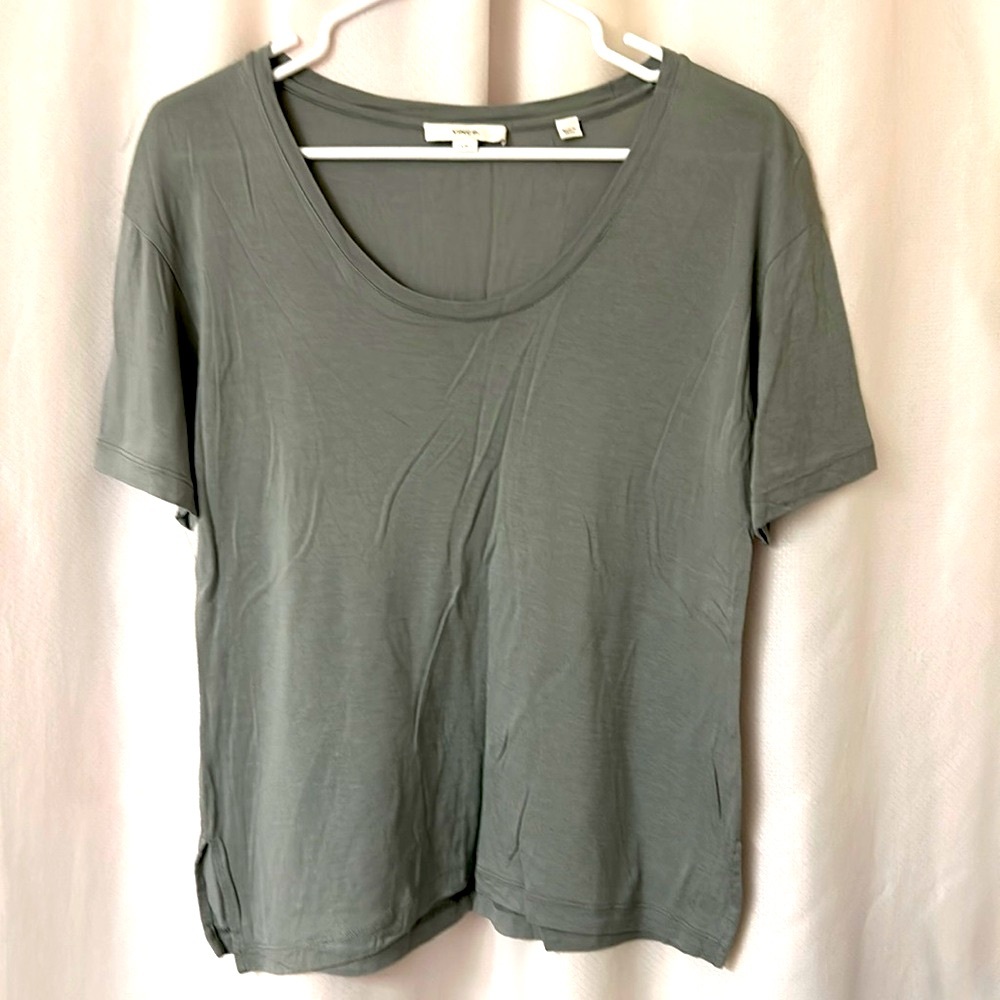 NWT Lightweight Olive Open Round Neck Tee